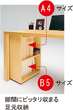 脚間にピッタリ収まる足元収納