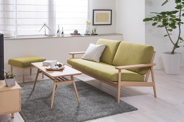 カリモクwd43シリーズ138cmソファカバー　グリーン 楽天市場】カリモク ソファ WD43モデル【ブナ】 平織布張 長椅子