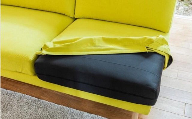 カリモク イエロー コーナーソファ コーデュロイ 鮮やかなイエローが目