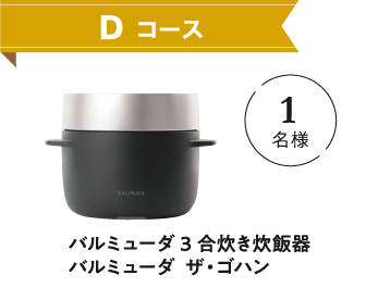 Dコース バルミューダ 3 合炊き炊飯器 バルミューダ  ザ・ゴハン
