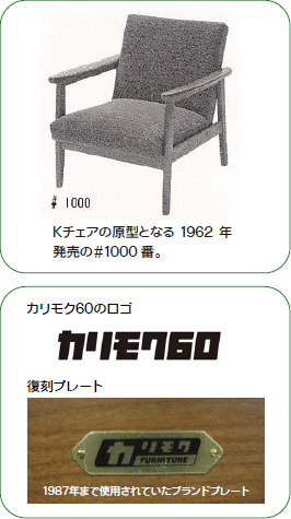 Kチェアの原型となる1962年発売の#1000番　カリモク60のロゴ　復刻プレート