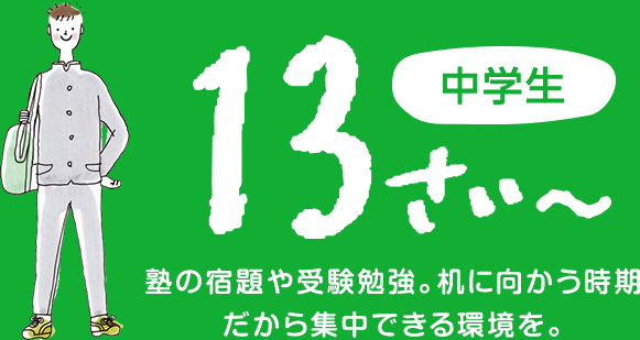 中学生　塾の宿題や受験勉強。机に向かう時期だから集中できる環境を。