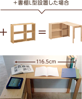 ＋書棚L型設置した場合