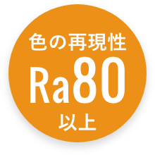 色の再現性Ra80以上