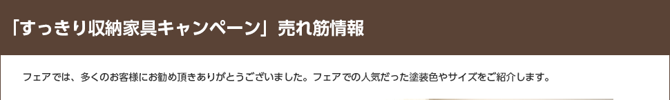 「すっきり収納家具キャンペーン」売れ筋情報