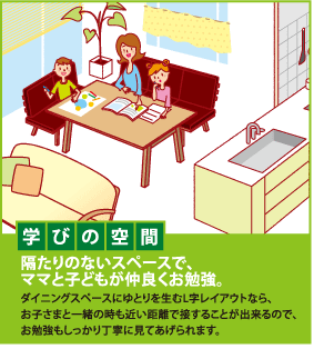 ママの目が行き届きやすい。ダイニングを、お勉強空間に。