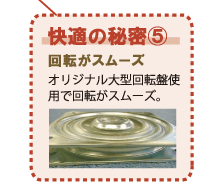 回転がスムーズ。オリジナル大型回転盤使
用で回転がスムーズ。
