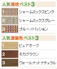 人気張地・塗装色ベスト3