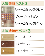 人気張地・塗装色ベスト3
