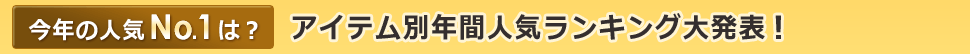 今年の人気No.1は?アイテム別年間人気ランキング大発表!