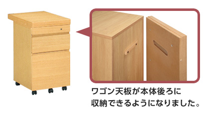 ワゴン天板が本体後ろに収納できるようになりました。