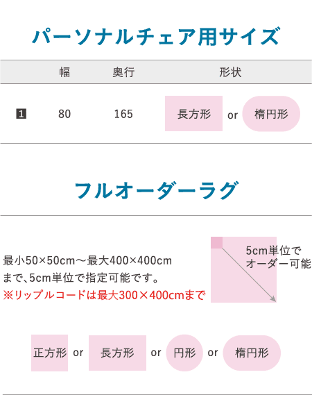 パーソナルチェア用サイズ/フルオーダーラグ